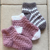 Kozy Socks - Medium Gray & White Stripe