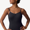 SE2008W Pinch Front Cami Adult Leotard with Bratek Support - Black