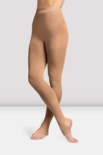 A pair of beige contour soft stirrup tights designed for ladies, displayed against a white background.