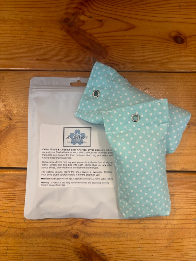 Dance shoe deodorizer bags for ballet and pointe shoes