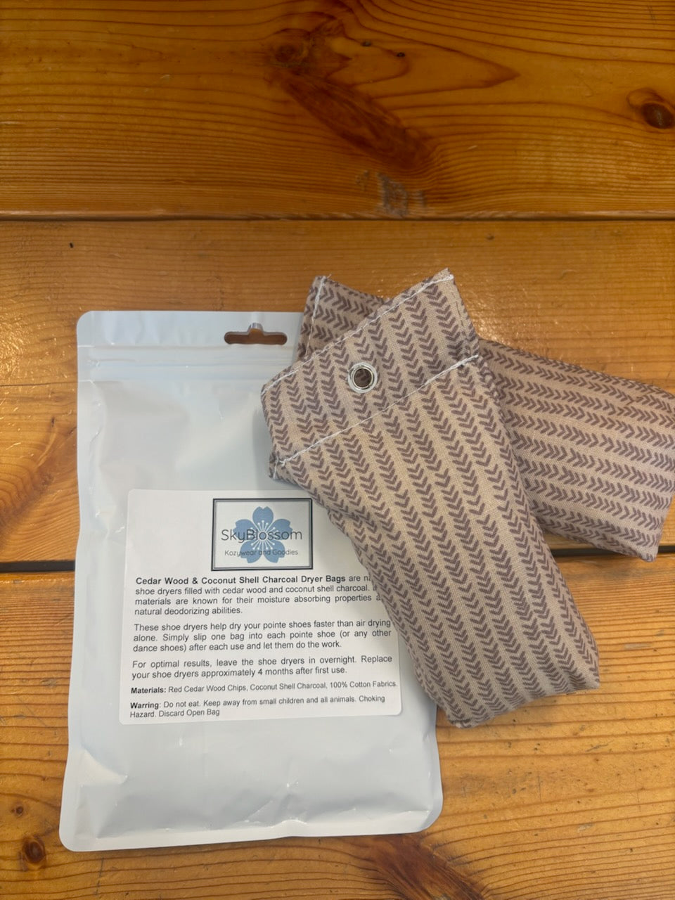 Dance shoe deodorizer bags for ballet and pointe shoes