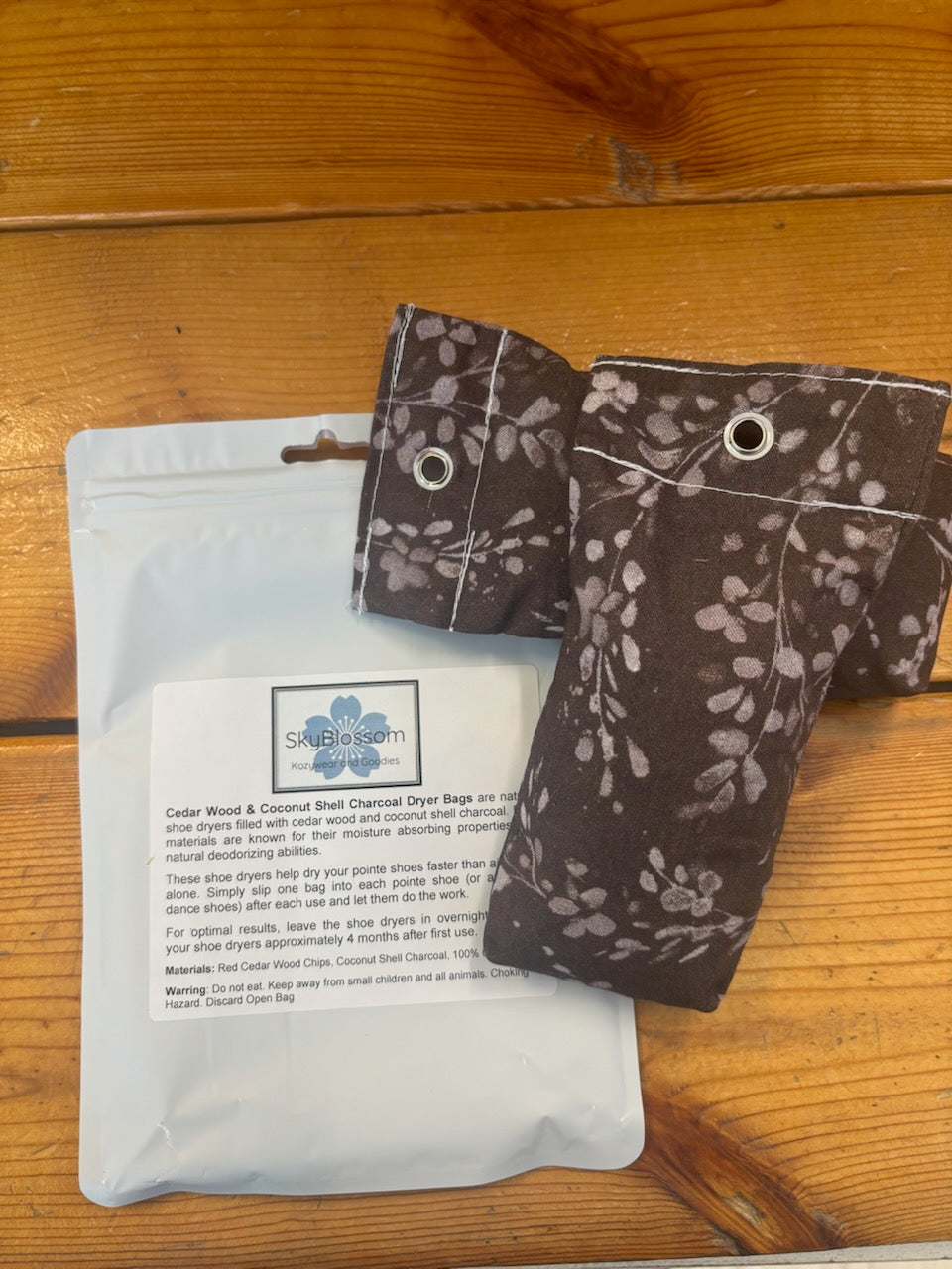 Dance shoe deodorizer bags for ballet and pointe shoes