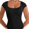 M20010LM Floral Embroidered Cap Sleeve Adult Leotard - Black