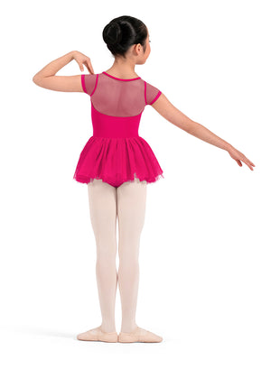 M20012C Floral Embroidered Cap Sleeve Tutu Leotard