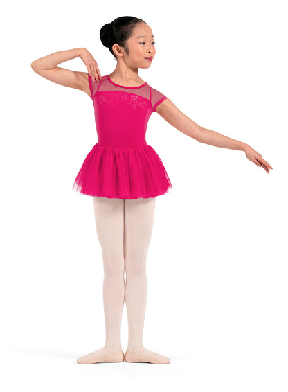 M20012C Floral Embroidered Cap Sleeve Tutu Leotard