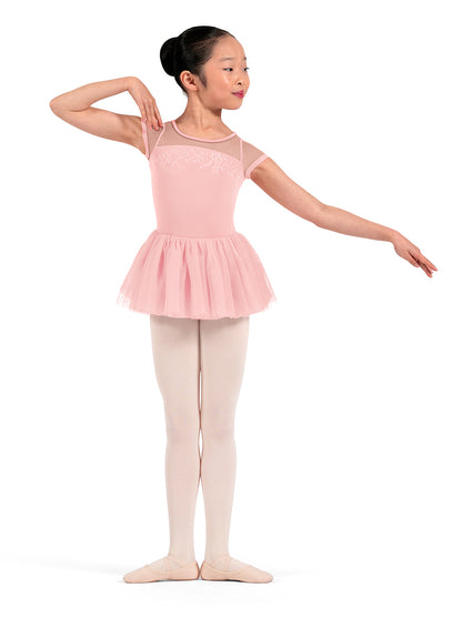 M20012C Floral Embroidered Cap Sleeve Tutu Leotard