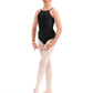 M40007C Floral Keyhole Back Halter Neck Youth Leotard