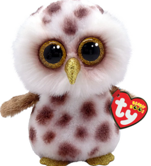 Beanie Boos Whoolie The Spotted Owl plush toy with brown eyes and spotted fur