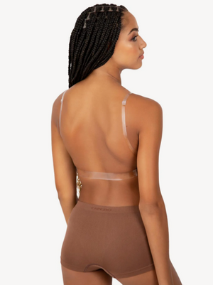 Deep Neck Clear Back Bra