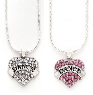 Rhinestone Heart DANCE Necklace 2773