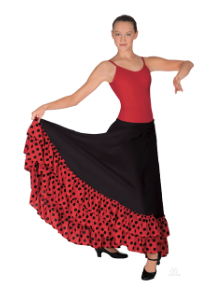 Flamenco Ruffle Skirt  Black& Red Youth 08804c
