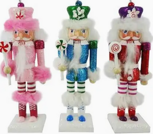 Cotton Candy Cane Nutcracker Ornament 6 in.