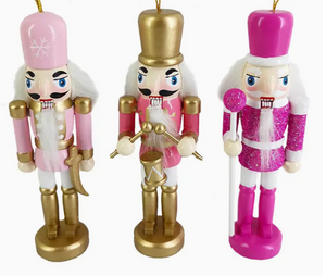 Nutcracker Ornament Pink & Gold 5 in.