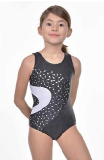 Silver & Black Curve Detail Tank Youth Leotard GY5902SQ
