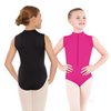 Zipper Front Mock Neck Leotard Youth 44518C - Fuchsia