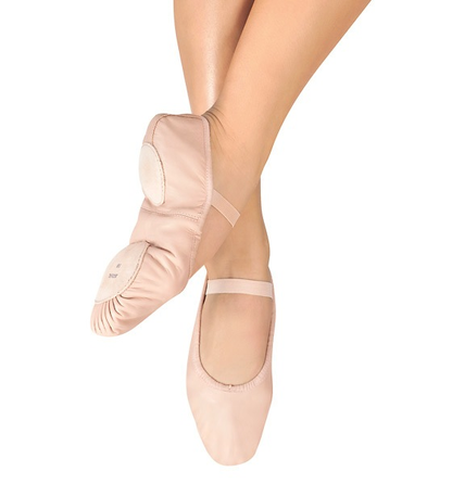 S0258L Split Sole Pink Leather Ballet Slipper Adult